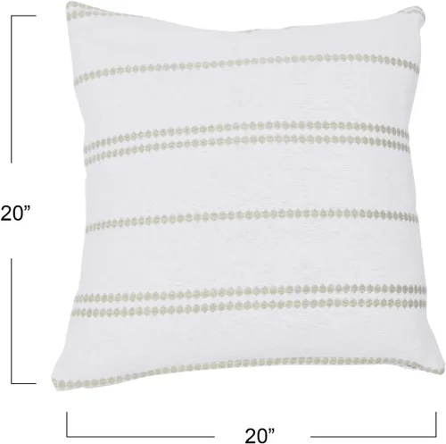 Miniatura 3 de Creative Co-Op Funda de almohada de algodón bordada cuadrada de 20 pulgadas