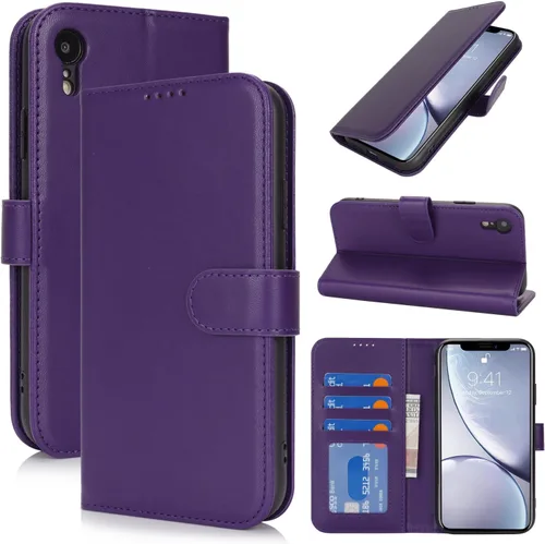 Miniatura 11 de Funda tipo cartera para iPhone XR con tarjetero, para iPhone Xr para mujeres y hombres, piel sintética a prueba de golpes con hebilla magnética