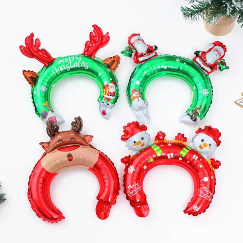 Miniatura 9 de Diadema de globo de Navidad, globo de papel de aluminio, diadema inflable de Navidad, globos inflables para decoración de fiestas temáticas