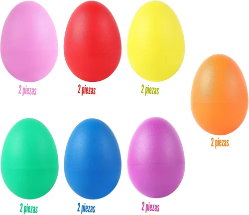 Miniatura 3 de Augshy Huevos de percusión musical, maracas, huevos de Pascua, juguetes para niños, 14 unidades (plástico)