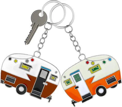 Miniatura 11 de 2 Piezas Llavero de Caravana, Llavero de Caravana RV Accesorios de Caravana para Remolques de Viaje Llavero Retro de Coche de Camping