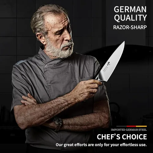 Miniatura 8 de MAD SHARK Cuchillo de chef de 8 pulgadas, cuchillo de cocina de alto carbono de acero inoxidable con mango ergonómico, cuchillo de cocina con caja