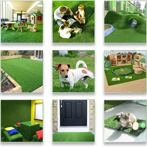 Miniatura 7 de Césped Artificial para Exteriores, 10 pies x 10 pies (100 pies cuadrados) de 1.38" de espesor, alfombra de césped sintético realista para mascotas