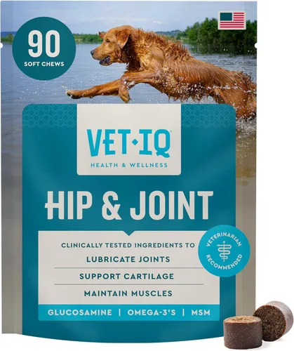 Miniatura 13 de VetIQ Suplemento de glucosamina para cadera y articulaciones para perros, 60 masticables suaves, suplemento de apoyo articular con MSM y krill