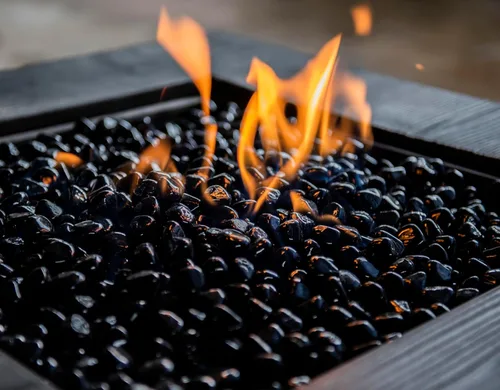 Rocas de cristal de fuego de 1 pulgada para fogata de propano o gas, 10 libras, color negro ónix