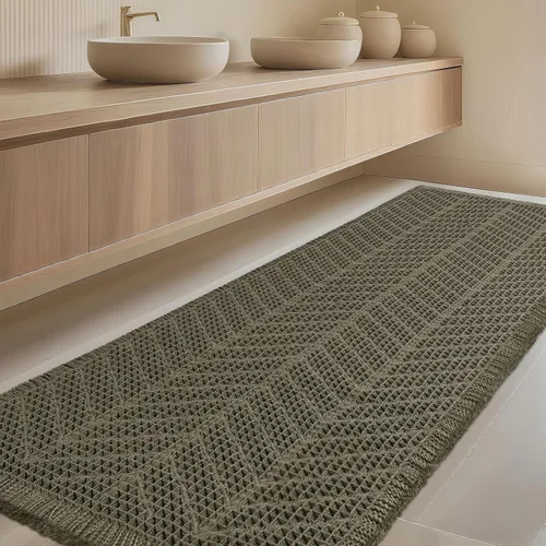 Miniatura 82 de Tapete de baño con diseño de gofre, moderno, bohemio, absorbente, antideslizante, ultrasuave, lavable a máquina, con letra de baño, dormitorio