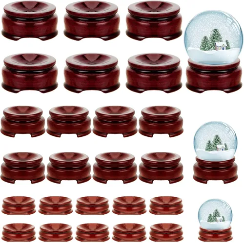 Miniatura 8 de Taiyin 15 piezas de soportes de esfera para exhibición de cristal, soporte de cristal con madera, soporte de bola de huevo de piedra y roca