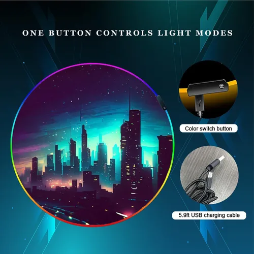 Miniatura 3 de Tapete para silla de juegos, luces LED RGB para juegos (horizonte de 47 pulgadas), cancelación de ruido, tapete antideslizante para suelo de Skyline