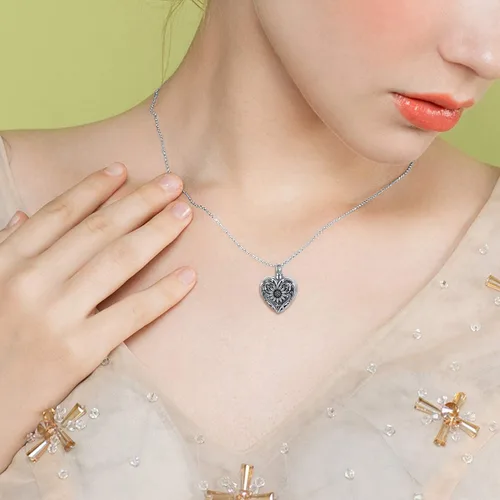 Miniatura 5 de SOULMEET Joyería de cremación para cenizas, collar de urna de plata esterlina para cenizas, mujeres y hombres, joyas de recuerdos de aprecio