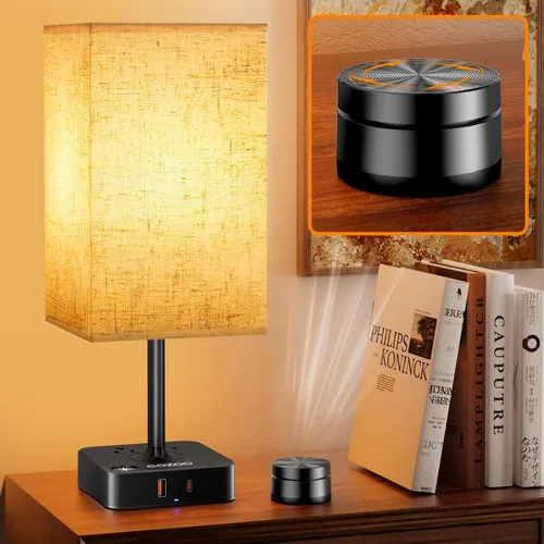 Miniatura 15 de Lámpara de mesa regulable cozoo USB para mesita de noche y escritorio con 2 puertos de carga USB (A+C) y 2 tomas de corriente, lámpara de mesita