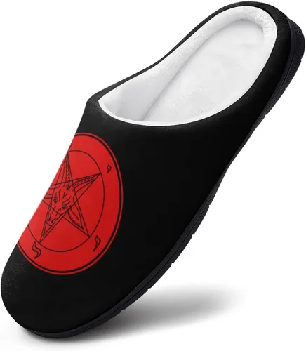 Miniatura 6 de Satanic Baphomet Goat Symbol - Pantuflas de algodón para hombre, de espuma viscoelástica, lavables, antideslizantes, zapatos para casa