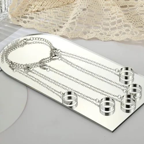 Miniatura 4 de Pulsera de metal con anillo de dedo para mujer, pulsera de anillos de dedo de cadena, pulsera punk con borla y anillo, cadena ajustable, arnés