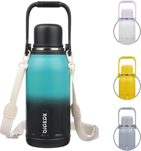 Miniatura 10 de BJPKPK - Botellas de agua termoaisladas de 27 onzas con tapa y asa de transporte, botellas de agua de acero inoxidable libres de BPA para la Verde