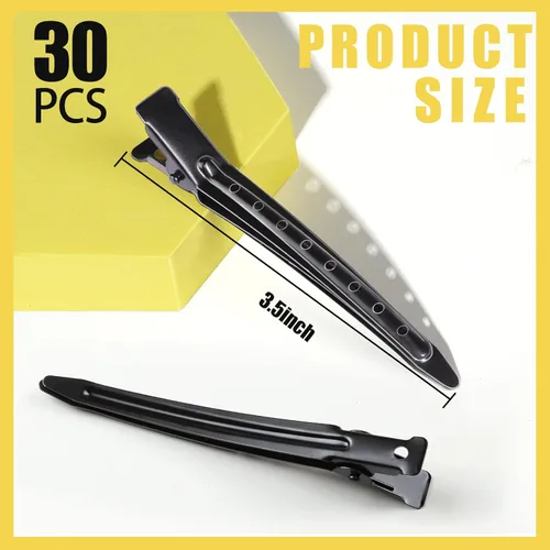 Miniatura 2 de YGDZ Pinzas de pico de pato, 30 pinzas de pelo de cocodrilo de metal de 3.5 pulgadas con agujeros, pinzas para el cabello para seccionar peinados