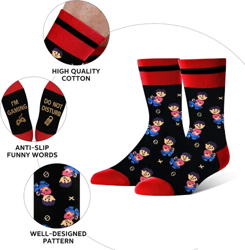 Miniatura 129 de AGRIMONY Calcetines divertidos con texto en inglés «Do Not Disturb Gaming» para hombres, mujeres, adolescentes, niños, Pascua, padres, cumpleaños