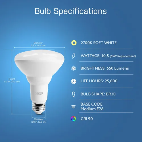 Miniatura 2 de Feit Electric BR30/927CA/AG Bombilla LED inteligente WiFi regulable equivalente a 65 W, no requiere concentrador, Alexa Google Assistant BR30, 5" A