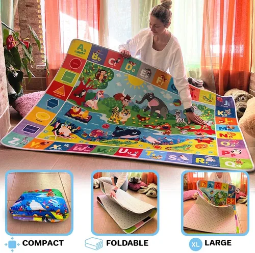 Miniatura 5 de QUOKKA Alfombra de juego para bebé para piso, alfombra ABC de superficie de felpa súper suave para niños pequeños y bebés, extra gruesa