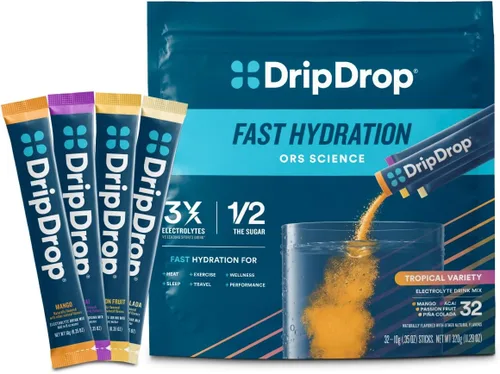 Miniatura 10 de DripDrop Hydration - Paquetes de electrolitos en polvo - Mango, acai, fruta de la pasión, coco piña - 16