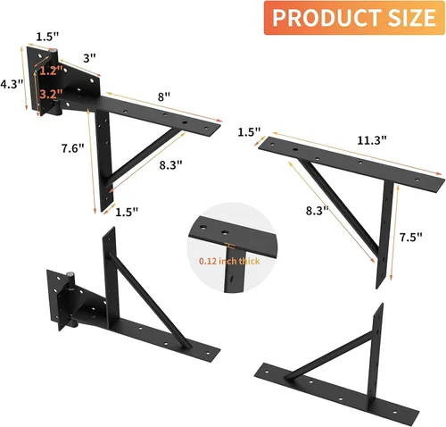 Miniatura 5 de Soporte de esquina para puerta, resistente, ajustable, sin hundimiento, hierro sólido duradero para puertas de cobertizo, puertas de entrada