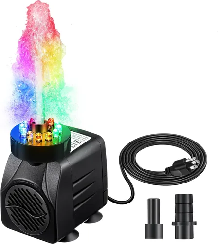 Miniatura 8 de Bomba de agua sumergible de 45 W 2700 l/h para fuente con luz, elevación de 8.86 pies, bomba de fuente ultra silenciosa con 3 boquillas