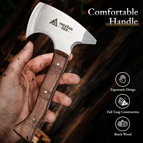 Miniatura 3 de Freelander Hacha de lanzamiento profesional de 8.3 pulgadas con mango de madera, hacha de lanzamiento vikingo de espiga completa para adultos