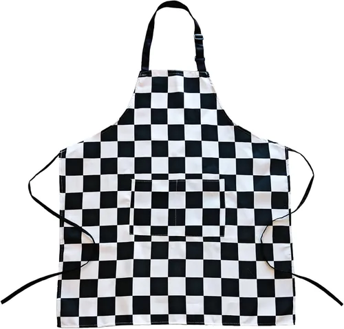 Checkered Adjustable Neck Bib Apron with Pocket for Men Women, Waterproof Aprons Gifts for Kitchen Painting Gardening