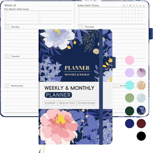 Miniatura 13 de Planificador semanal sin fecha para 2026, Planificador de calendario semanal y mensual simplificado Forvencer, Cuaderno diario organizador lindo
