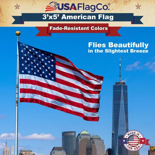 Miniatura 6 de Banderas americanas para exteriores 3x5 - Bandera estadounidense de USA Flag Co. fabricada en Estados Unidos: estrellas bordadas y rayas cosidas