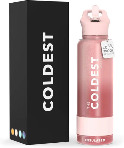 Miniatura 134 de Coldest - Botella para agua con tapa que incluye pajilla, térmica y metálica (acero inoxidable), para hombres y mujeres, color morado