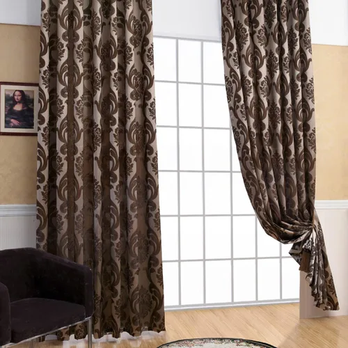 Miniatura 3 de NAPEARL - Cortinas de damasco marrón: cortinas de lujo para sala de estar, cortinas de jacquard para decoración del hogar, cortina marrón victoriana