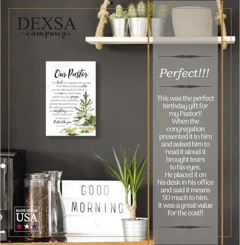 Miniatura 2 de DEXSA Our Pastor - Placa de madera con citas inspiradoras de 6 x 9 pulgadas, elegante marco vertical para pared y decoración de mesa, caballete