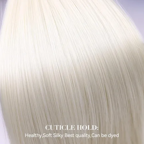Miniatura 2 de Extensiones de cabello sintético con pinzas, largas y lacias, gruesas, extensiones de cabello natural de fibra de color rubio 613 de doble trama, 20