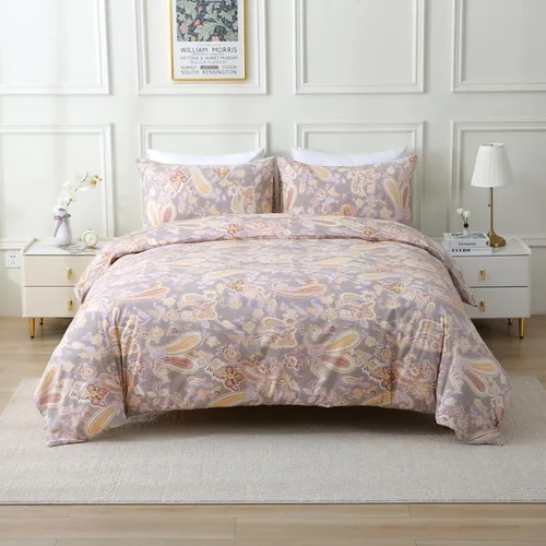 Miniatura 23 de ABREEZE Fundas de edredón individuales, juego de ropa de cama bohemio retro, funda de edredón de mandala colorida, funda de colcha estilo floral