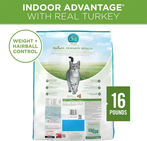 Miniatura 8 de Purina ONE Natural +Plus Indoor Advantage - Alimento seco para gatos domésticos, bajo en grasa, para control de peso, bolsa de 16 libras