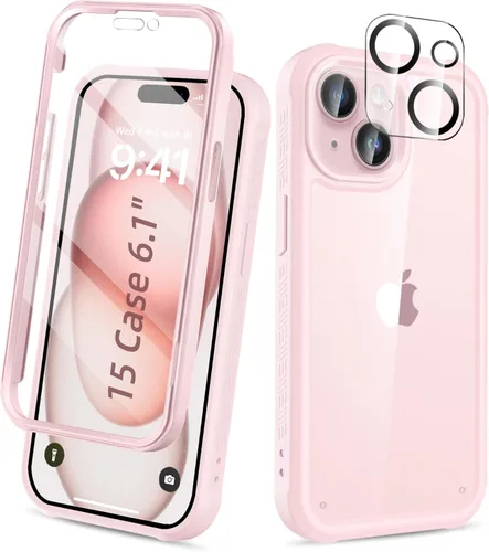 Miniatura 49 de Funda para iPhone 15 de cuerpo completo, protector de pantalla integrado, con protector de lente de cámara, [antiamarilleamiento], funda protectora