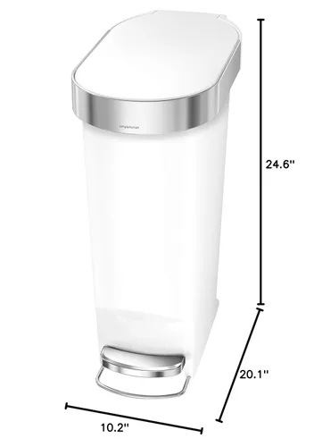 Miniatura 7 de simplehuman Slim Step - Bote de basura de cocina de 40 litros/10.6 galones, borde con revestimiento de acero inoxidable, pedal de 150,000 pasos, Gris