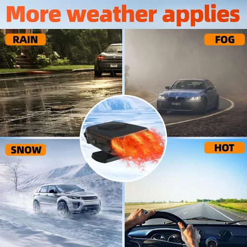 Miniatura 5 de Calentador de coche, 12 V 200 W portátil descongelador rápido y desempañador, nuevo modelo 2026, calentador y ventilador de enfriamiento 2 en 1