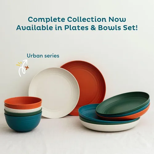 Miniatura 8 de Nook Theory Juego de 8 platos reutilizables de paja de trigo - Platos de cena no tóxicos y sin plástico para niños y adultos, plato ligero