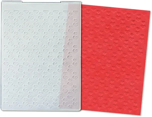 Miniatura 6 de Carpetas de plástico en relieve con corazones para hacer tarjetas del día de San Valentín, patrón de corazones pequeños, plantillas de fondo