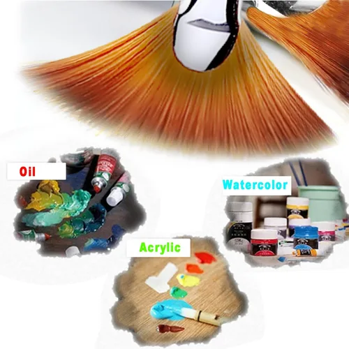 Miniatura 4 de Amagic Juego de 6 pinceles para pintar el cabello de nailon suave antidesprendimiento para pintura al óleo de acuarela acrílica, mango largo