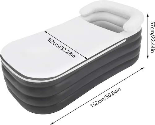 Miniatura 3 de Bañera inflable de 6 pies para adultos, bañera inflable independiente de 4 capas plegable con bomba de aire eléctrica para bañera, spa, baño de Gris