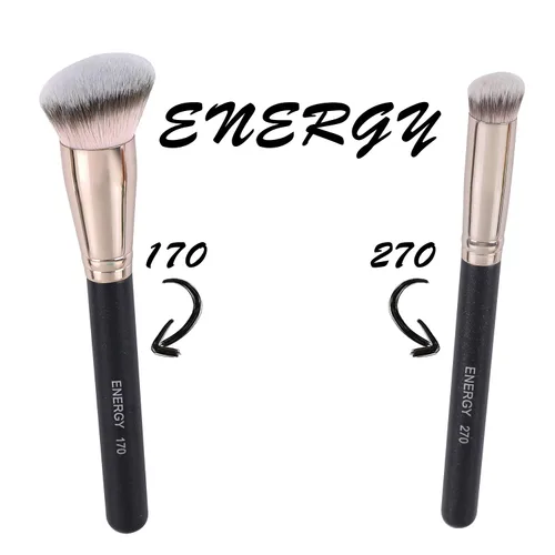 Miniatura 7 de ENERGY Brocha de base para maquillaje líquido, cepillo bronceador sintético profesional para cobertura completa, crema en polvo, cosméticos, mezcla