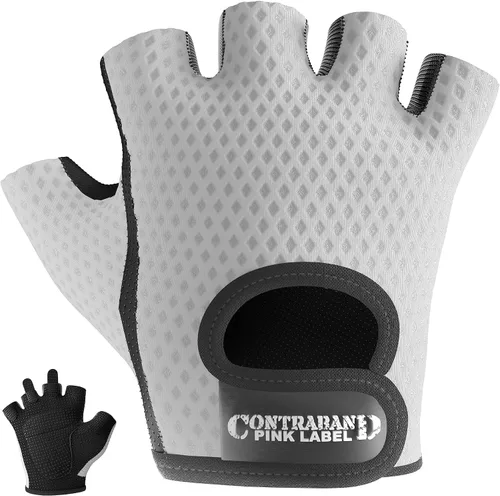 Miniatura 10 de Contraband Pink Label 5307 Guantes de entrenamiento de diseñador para mujer Tela de malla de diamante de bajo sudor con palma de silicona
