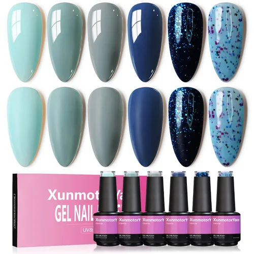 Miniatura 18 de Juego de esmaltes de uñas de gel, 6 colores, color rosa nude, kit de esmalte de uñas LED UV, kit de uñas Minicure para bricolaje, arte de uñas
