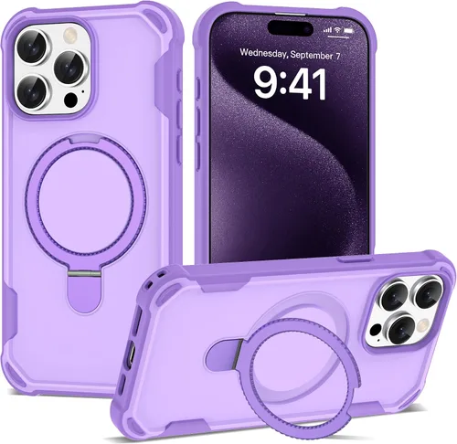 Miniatura 30 de Funda compatible con iPhone 12 y 12 Pro de 6.1 pulgadas con soporte de anillo magnético [protección militar contra caídas] [compatible con MagSafe]