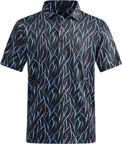 Miniatura 85 de DEOLAX Camisa de golf para hombre, con estampado de moda, atlética, de manga corta, clásica, casual, ajuste seco, suave, para hombres