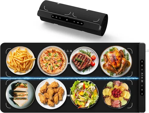 Miniatura 10 de Newise Tapete de calentamiento de alimentos de grafeno con control de doble zona, bandeja de calefacción eléctrica XXL de 36 x 17 pulgadas, 6 Gris