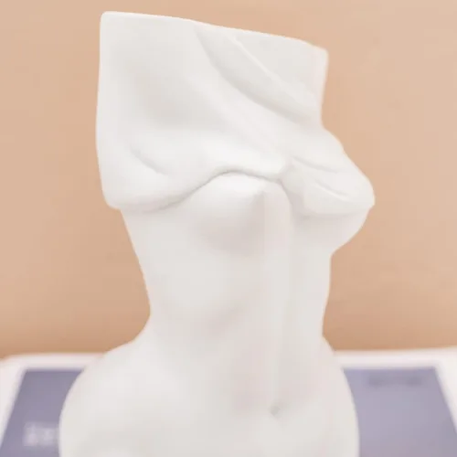 Miniatura 6 de AETVRNI Jarrón de cuerpo femenino para centros de mesa bohemios de decoración del hogar, jarrón de cerámica blanca para decoración de baño, A