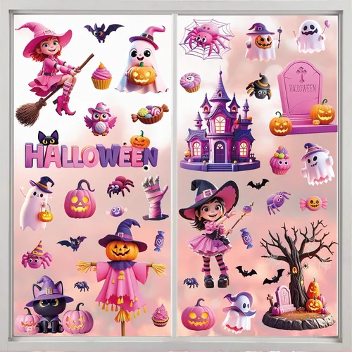 Miniatura 21 de 68 calcomanías de otoño para ventana, de doble cara, hojas de arce de otoño, calabaza, calcomanías para ventana, calcomanías para el hogar, oficina