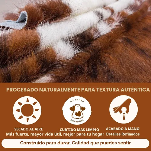 Miniatura 4 de Alfombra de piel de vaca tricolor genuina, tamaño grande de 8 x 10 pies (alfombra de aproximadamente 6 x 7 pies), vibrante y única, ecológica